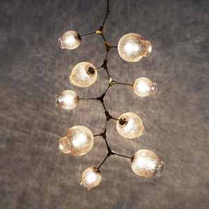 Covington Drop Globe Branching Bubble Chandelier 38''-Chandelier-Champagne Crackle Glass-Brass-Arialamps