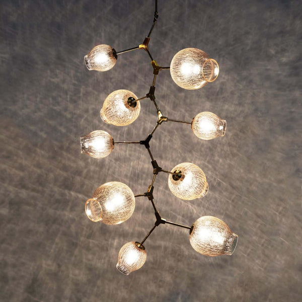 Covington Drop Globe Branching Bubble Chandelier 38''-Chandelier-Champagne Crackle Glass-Brass-Arialamps