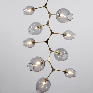 Covington Drop Globe Branching Bubble Chandelier 38''-Chandelier-Smoke Glass-Brass-Arialamps