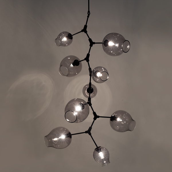 Covington Drop Globe Branching Bubble Chandelier 38''-Chandelier-Champagne Crackle Glass-Bronze-Arialamps