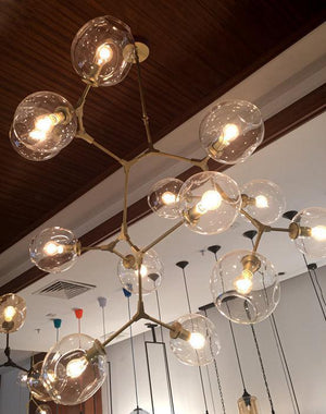Covington Horizontal Globe Branching Bubble Chandelier-Chandelier-8-Light-Brass-Arialamps