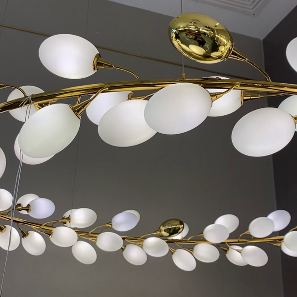 Creative Art Grape Chandelier Pure White Nordic Ring and Linear Design for Living Room or Dining Room-Chandeliers-Arialamps