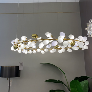 Creative Art Grape Chandelier Pure White Nordic Ring and Linear Design for Living Room or Dining Room-Chandeliers-Round/D39.4"*H118.1"-Warm Light-Arialamps