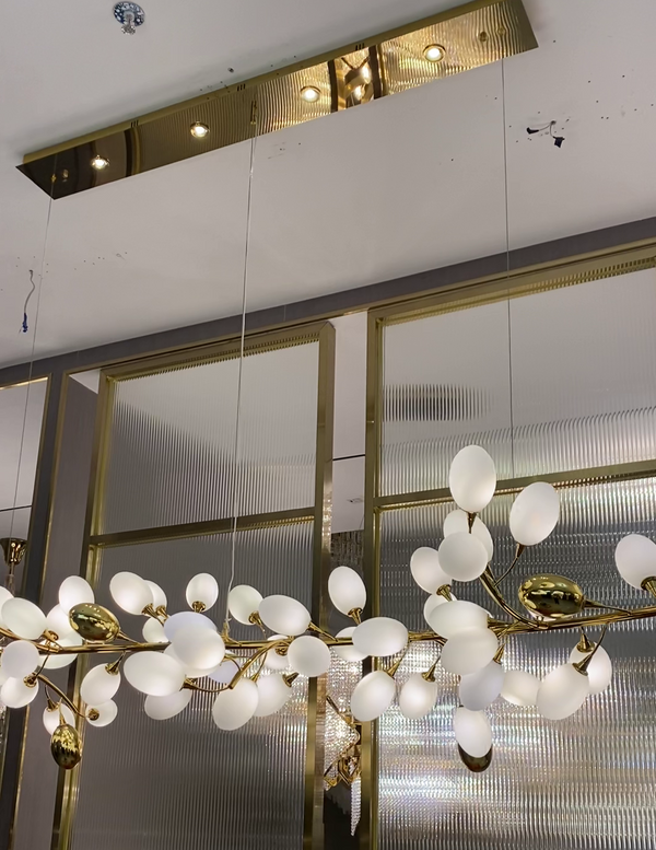 Creative Art Grape Chandelier Pure White Nordic Ring and Linear Design for Living Room or Dining Room-Chandeliers-Arialamps