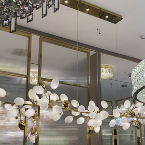 Creative Art Grape Chandelier Pure White Nordic Ring and Linear Design for Living Room or Dining Room-Chandeliers-Arialamps