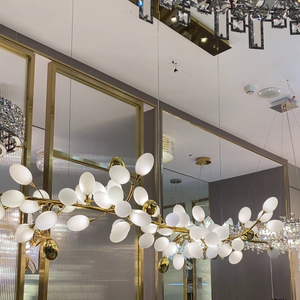 Creative Art Grape Chandelier Pure White Nordic Ring and Linear Design for Living Room or Dining Room-Chandeliers-Arialamps