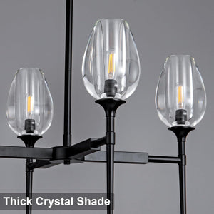 Crystal Black Adjustable 28" Tulip Pendant Chandelier with 4 Lights