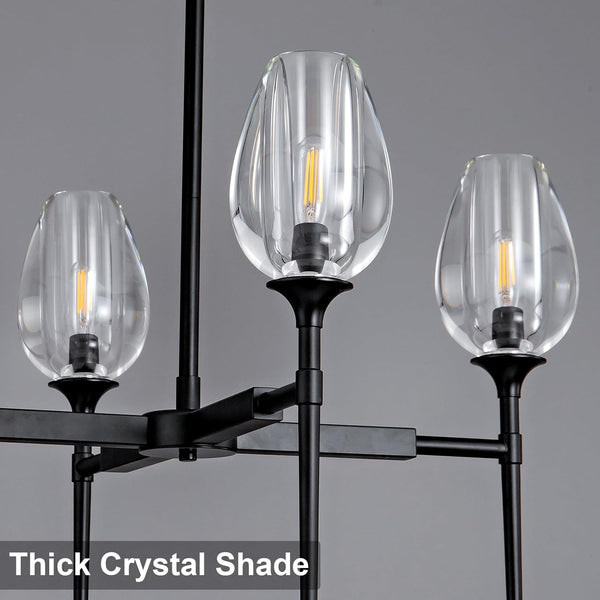 Crystal Black Adjustable 28" Tulip Pendant Chandelier with 4 Lights