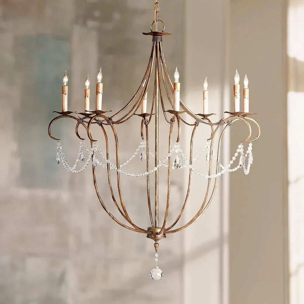 Crystal Lights Large Gold & Silver Chandelier For living room - Arialamps