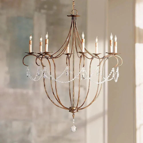 Crystal Lights Large Gold & Silver Chandelier For living room - Arialamps