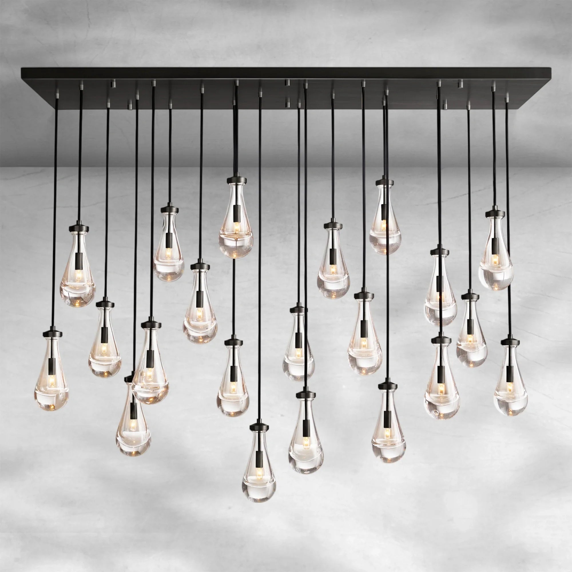 Raindrop Glass Linear Chandelier 72"
