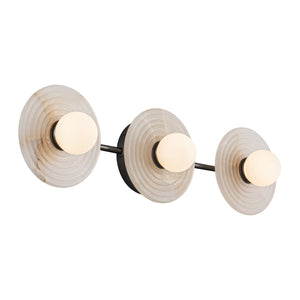 Dahlia Triple Alabaster Wall Sconce-Urban Bronze-Arialamps