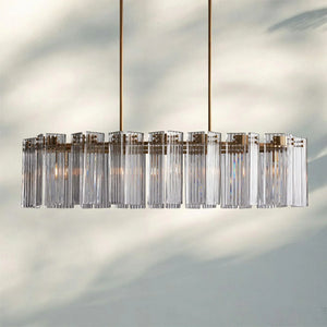 Delsia Oval Chandelier-63''-Brass-Clear