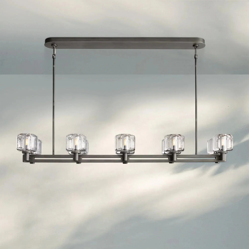 Demart Double Linear Chandelier 54'' 72''-54"W x 13¼"D x 7"H-Brass-