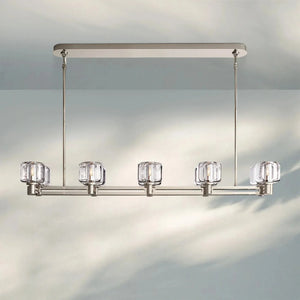 Demart Double Linear Chandelier 54'' 72''-54"W x 13¼"D x 7"H-Polished Nickel-