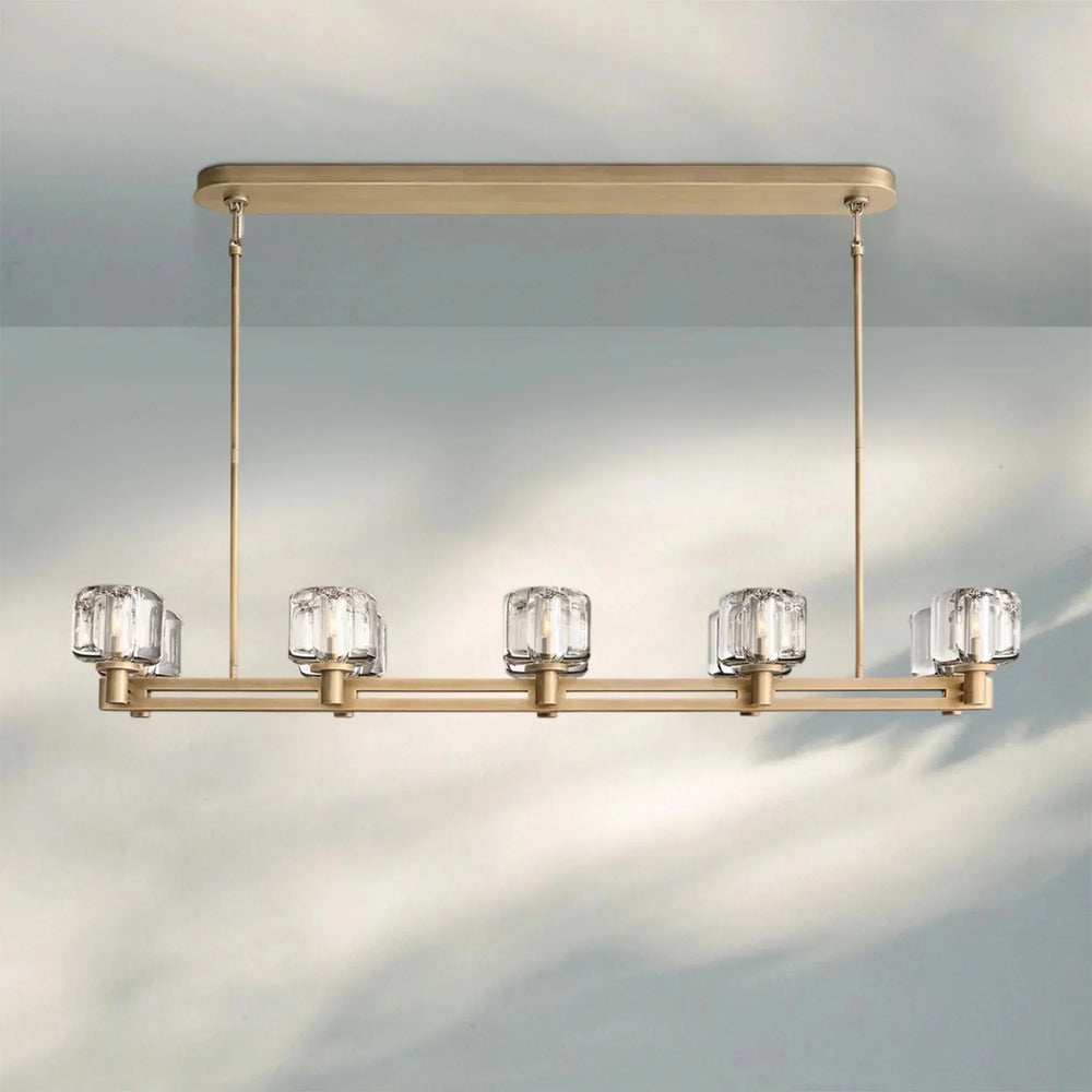 Demart Double Linear Chandelier 54'' 72''-54"W x 13¼"D x 7"H-Brass-