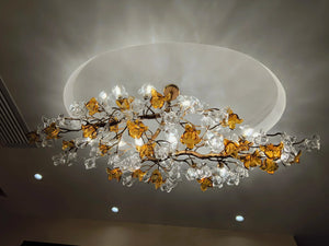 Designer Favorite Brass Branch Chandelier with Artistic Flower Glass for Dining Room Living Room and Kitchen Island-Chandeliers-Arialamps