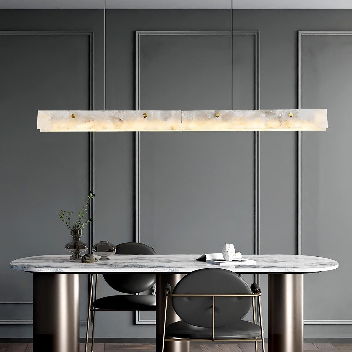 Aria 60" Natural Marble Kitchen Island Chandelier