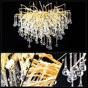 Doris Rain Branch Chandelier 23.5"D Gold-Chandelier-Arialamps