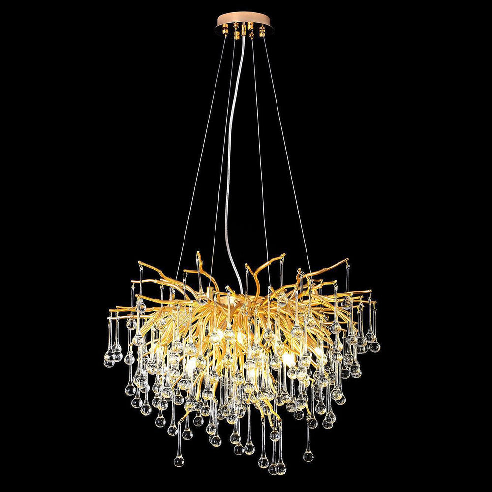 Doris Rain Branch Chandelier 23.5"D Gold-Chandelier-Arialamps
