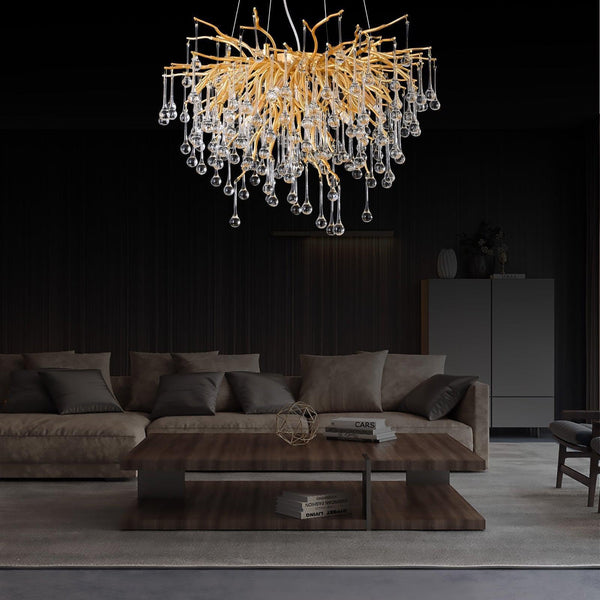 Doris Rain Branch Chandelier 23.5"D Gold-Chandelier-Arialamps