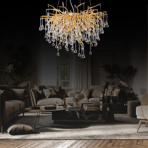 Doris Rain Branch Chandelier 23.5"D Gold-Chandelier-Arialamps