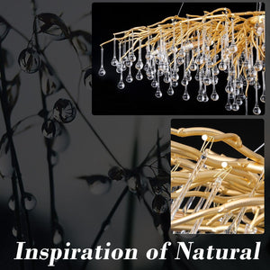 Doris Rain Branch Chandelier 23.5"D Gold-Chandelier-Arialamps