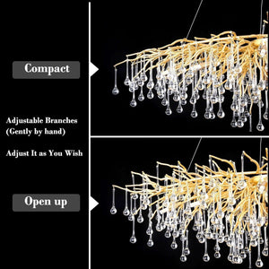Doris Rain Branch Chandelier 23.5"D Gold-Chandelier-Arialamps