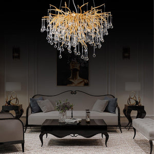 Doris Rain Branch Chandelier 23.5"D Gold-Chandelier-Arialamps