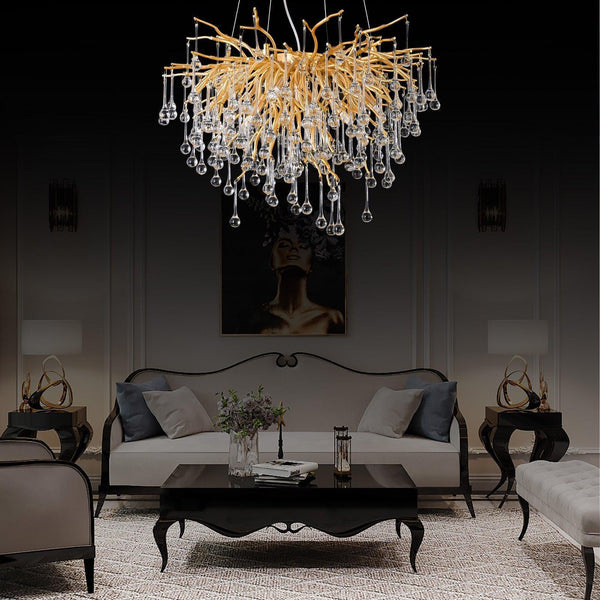 Doris Rain Branch Chandelier 23.5"D Gold-Chandelier-Arialamps