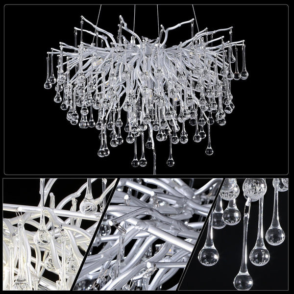 Doris Rain Branch Chandelier Dia 23.5" Silver-Chandelier-Arialamps
