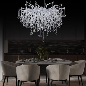 Doris Rain Branch Chandelier Dia 23.5" Silver-Chandelier-Arialamps