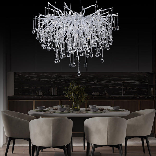 Doris Rain Branch Chandelier Dia 23.5" Silver-Chandelier-Arialamps