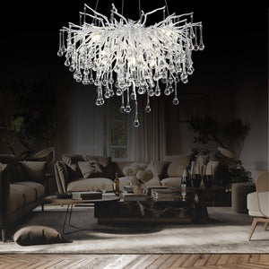 Doris Rain Branch Chandelier Dia 23.5" Silver-Chandelier-Arialamps