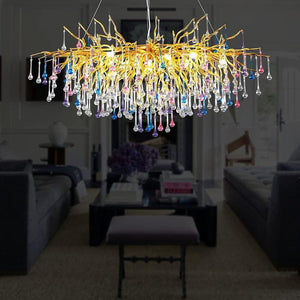 Doris Rain Crystal Branch Chandelier 54"L-Chandelier-Arialamps