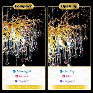 Doris Rain Crystal Branch Chandelier 54"L-Chandelier-Arialamps