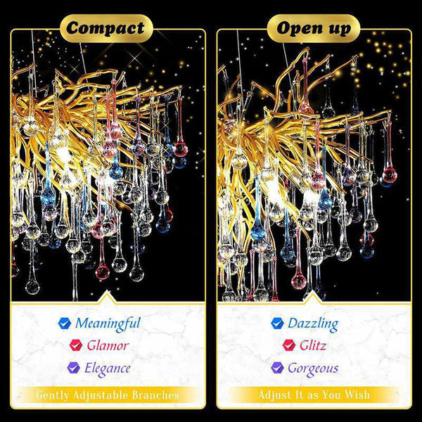 Doris Rain Crystal Branch Chandelier 54"L-Chandelier-Arialamps