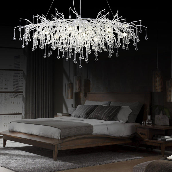 Doris Rectangle Branch Chandelier 45"L Silver-Chandelier-Arialamps