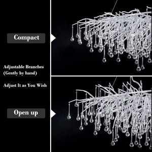 Doris Rectangle Branch Chandelier 45"L Silver-Chandelier-Arialamps