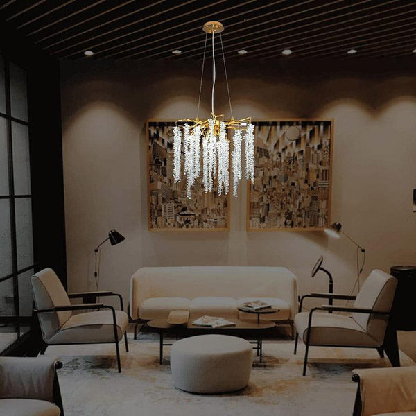 Doris White Crystal Branch Chandelier 20.5"D-Chandelier-Arialamps