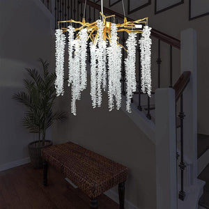 Doris White Crystal Branch Chandelier 20.5"D-Chandelier-Arialamps