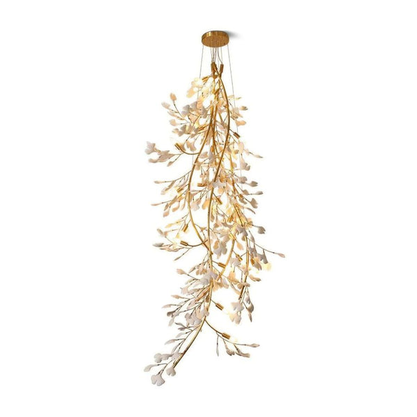 Drooping Ceramic Ginkgo Leaf Chandelier-chandeliers for dining room,chandeliers for stairways,chandeliers for foyer,chandeliers for bedrooms,chandeliers for kitchen,chandeliers for living room-SizeB-Arialamps