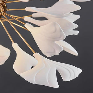 Drooping Ceramic Ginkgo Leaf Chandelier-chandeliers for dining room,chandeliers for stairways,chandeliers for foyer,chandeliers for bedrooms,chandeliers for kitchen,chandeliers for living room-Arialamps