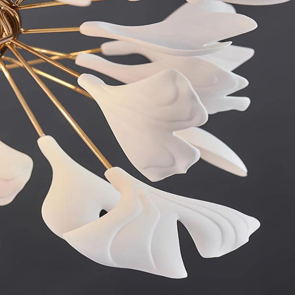 Drooping Ceramic Ginkgo Leaf Chandelier-chandeliers for dining room,chandeliers for stairways,chandeliers for foyer,chandeliers for bedrooms,chandeliers for kitchen,chandeliers for living room-Arialamps