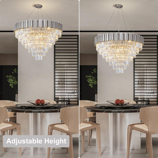 Elegant 7‑Tier 39" Silver Crystal Chandelier – 21‑Light Luxury K9 Fixture