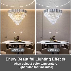 Elegant 7‑Tier 39" Silver Crystal Chandelier – 21‑Light Luxury K9 Fixture