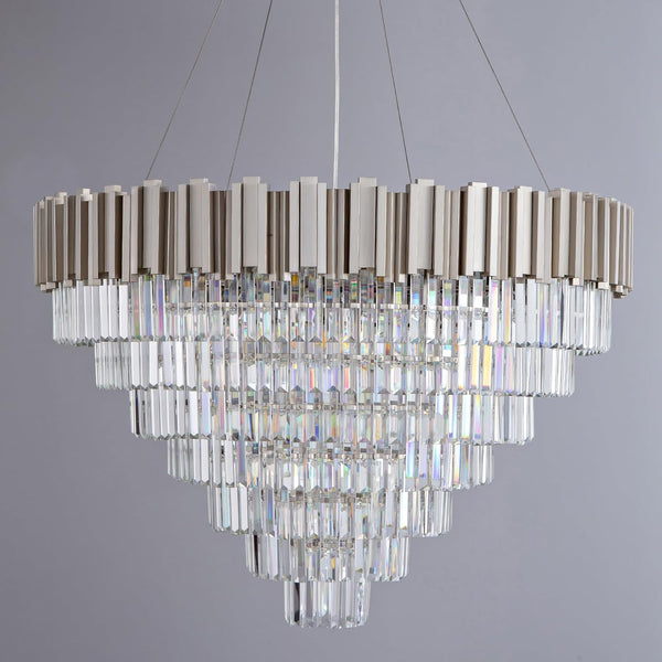 Elegant 7‑Tier 39" Silver Crystal Chandelier – 21‑Light Luxury K9 Fixture
