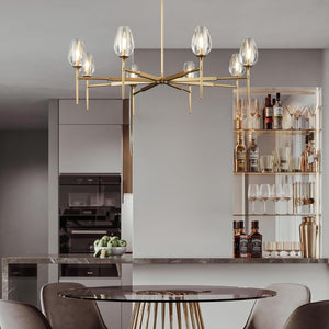 Elegant 8-Light Brass Crystal Chandelier with Gold Finish 54in Round