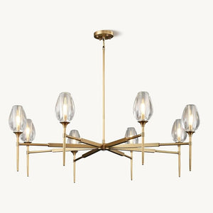 Elegant 8-Light Brass Crystal Chandelier with Gold Finish 54in Round
