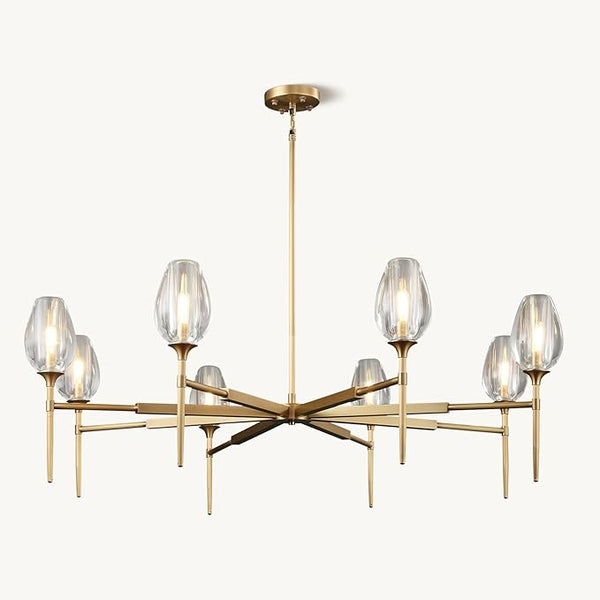 Elegant 8-Light Brass Crystal Chandelier with Gold Finish 54in Round